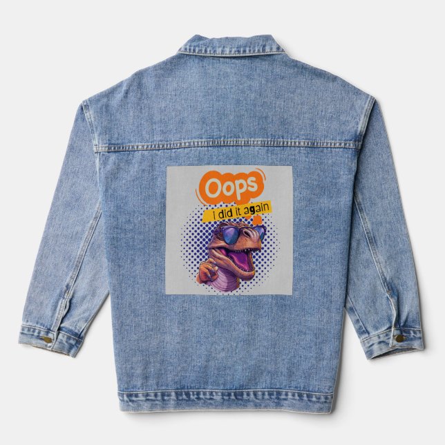 dinosaur quote  denim jacket (Back)