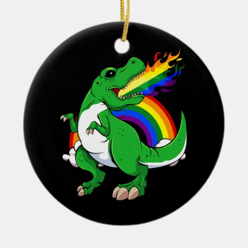 Dinosaur Rainbow Flag LGBT Q Cute T Rex Gay Prde Ceramic Ornament