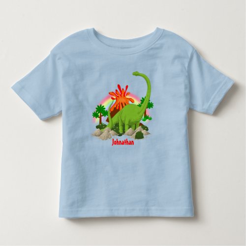 Dinosaur rainbow island DIY boys name Toddler T_shirt