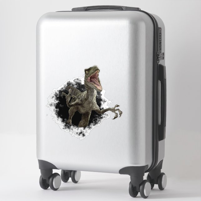 Dinosaur  Rapor Velociraptor Hole Rip Sticker (Suitcase)
