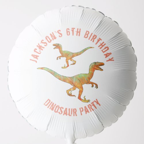 Dinosaur Raptor Birthday Party Name Balloon