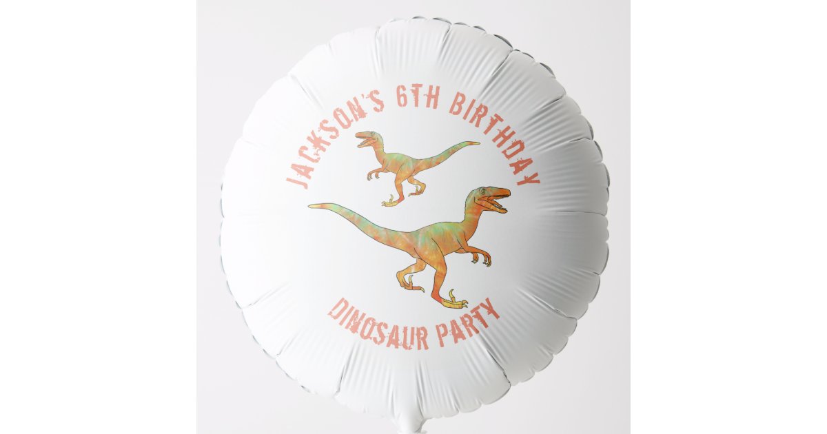 Dinosaur Raptor Birthday Party Name Balloon | Zazzle