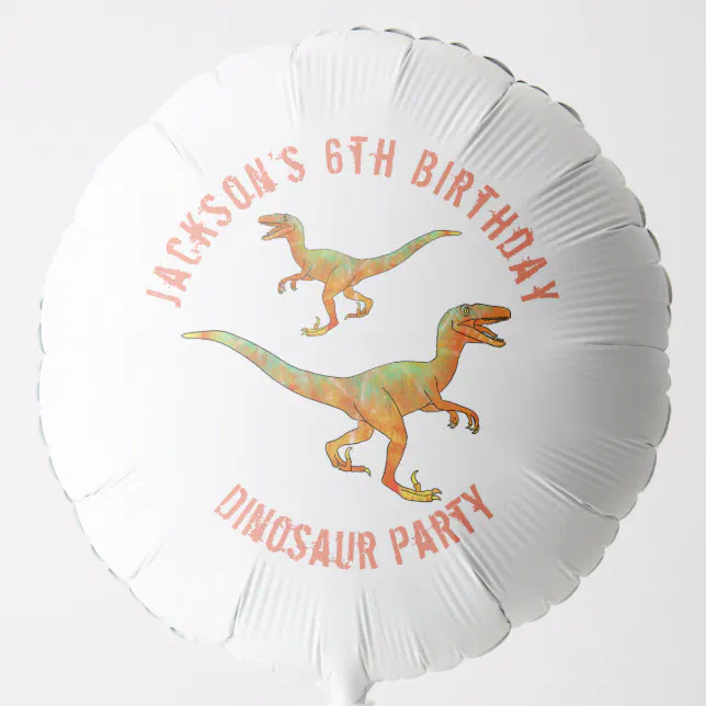 Dinosaur Raptor Birthday Party Name Balloon | Zazzle