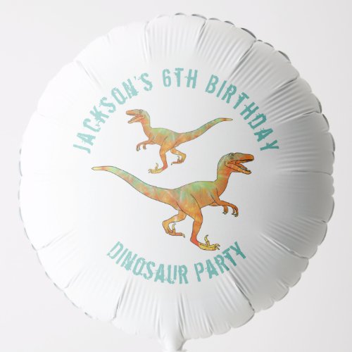 Dinosaur Raptor Birthday Party Personalized  Balloon