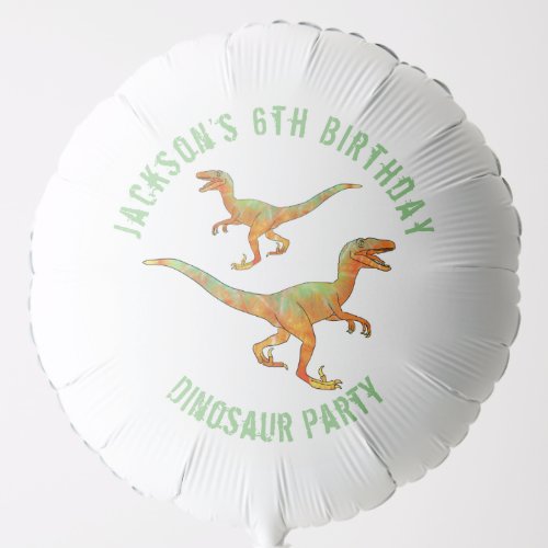 Dinosaur Raptor Birthday Party Personalized Green Balloon