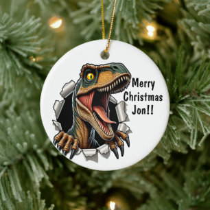 Dinosaur Raptor Ceramic Ornament