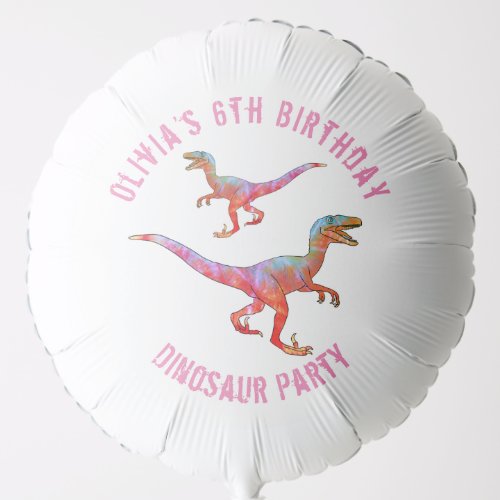 Dinosaur Raptor Girls Birthday Party  Balloon
