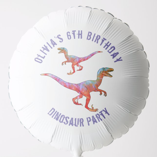 Dinosaur Raptor Girls Birthday Party  Balloon (Front)