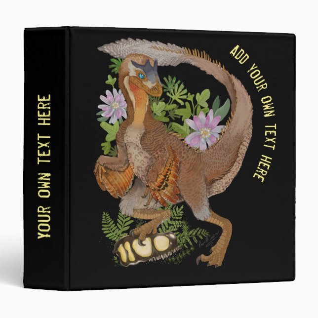 Dinosaur Raptor Jungle Art 3 Ring Binder (Front/Spine)