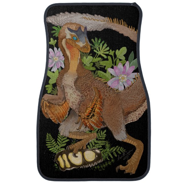 Dinosaur Raptor Jungle Art Car Floor Mat (Front)