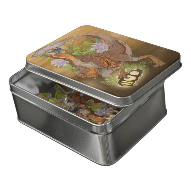 Dinosaur Raptor Jungle Art Jigsaw Puzzle (Lid Open)