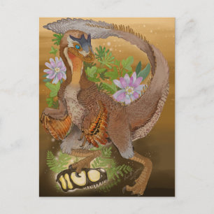 Dinosaur Raptor Jungle Art Postcard