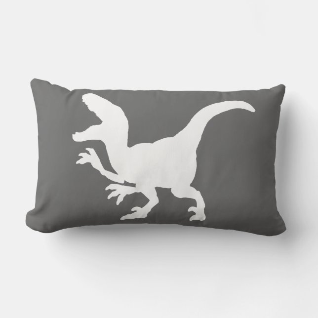 Dinosaur Raptor Silhouette Lumbar Pillow (Front)