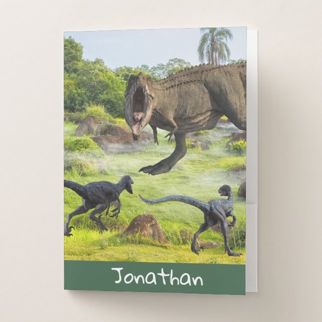 Dinosaur Raptor Tyrannosaurus Battle Name  Pocket Folder (Front)