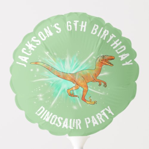 Dinosaur Raptors Birthday Party Green Balloon