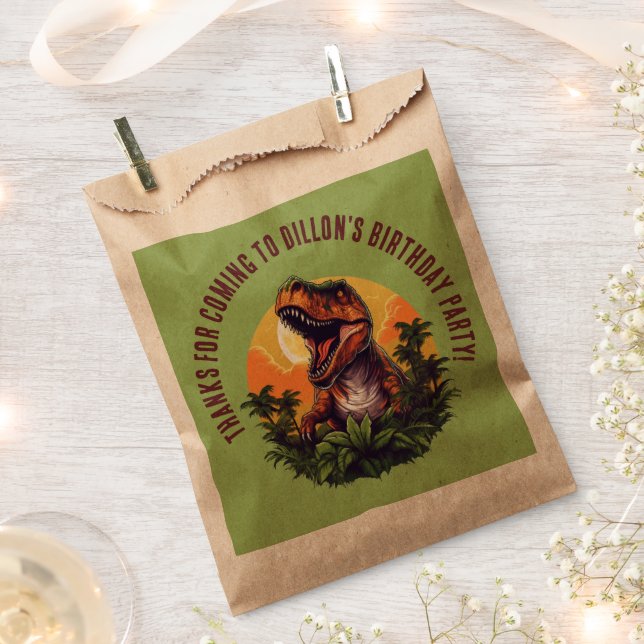 Dinosaur Rawr Birthday  Favor Bag (Clipped)