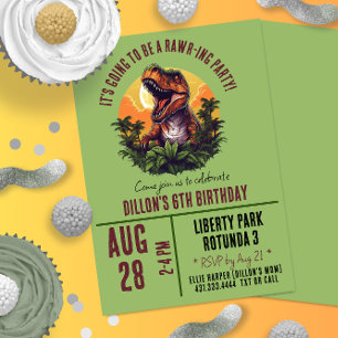 Dinosaur Rawr Birthday Invitation