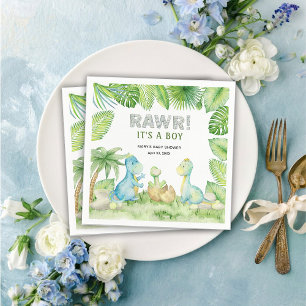 Dinosaur Rawr It's a Boy Baby Shower Napkins