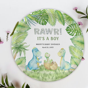 Dinosaur RAWR It's a Boy Baby Shower  Paper Plates