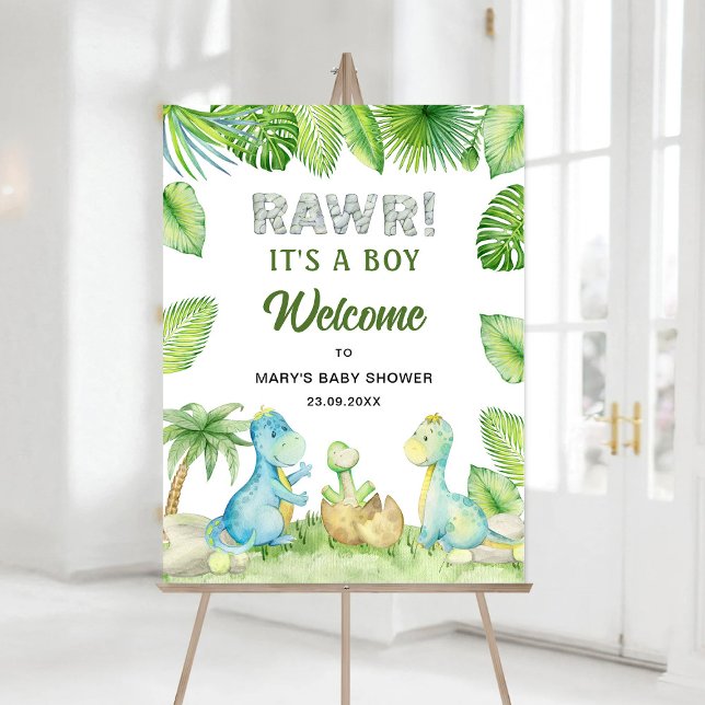 Dinosaur Rawr It's a boy Baby Shower Welcome Sign (Creator Uploaded)