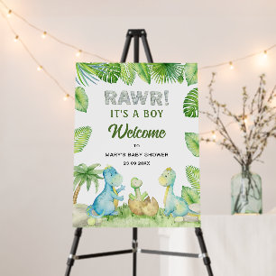 Dinosaur Rawr It's a boy Baby Shower Welcome Sign