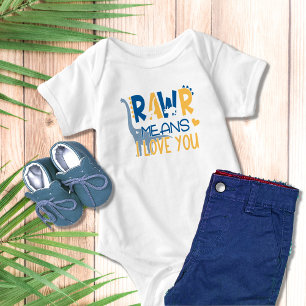 Dinosaur Rawr Means I Love You Cute Boy Baby Bodysuit
