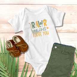 Dinosaur Rawr Means I Love You Cute Gender Neutral Baby Bodysuit
