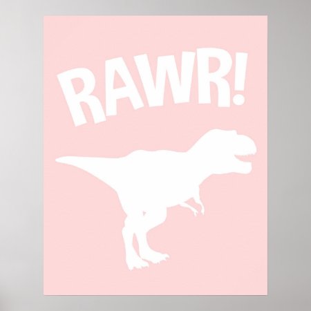 Dinosaur Rawr Poster Dinosaur Pink Nursery Dino