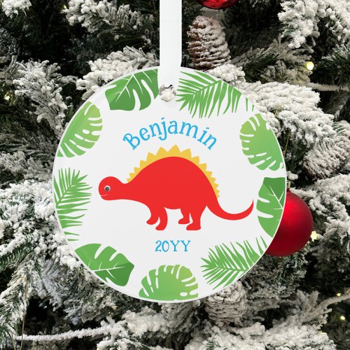 Dinosaur Red Stegosaurus Keepsake Christmas Ornament