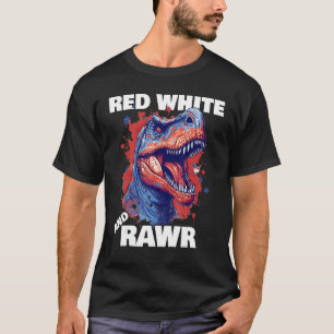 Dinosaur Red White Rawr American Flag 4th of July  T-Shirt