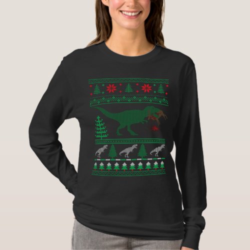 Dinosaur Reindeer Tree Rex Ugly Christmas Sweater