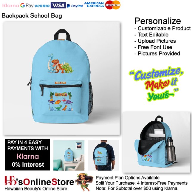 Dinosaur Reptiles Blue School Backpack 21 (Dinosaur Reptiles Blue School Backpack 21.)
