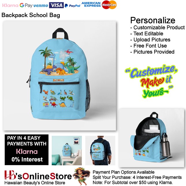 Dinosaur Reptiles Blue School Backpack 33 (Dinosaur Reptiles Blue School Backpack 33.)