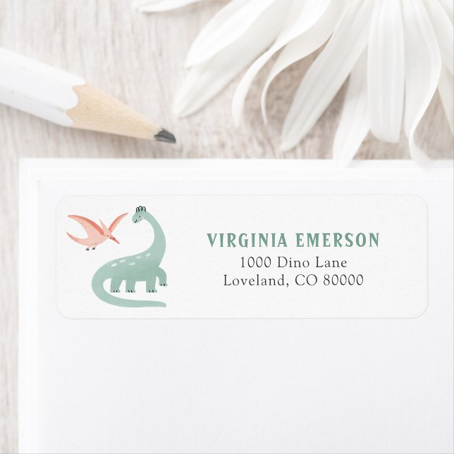 Dinosaur Return Address Label (Dinosaur Theme Return Address Label by Painted Paperie
)