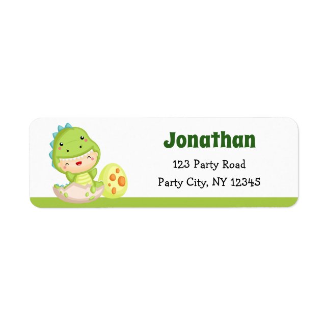 Dinosaur Return Address Labels (Cute Baby Egg) (Front)