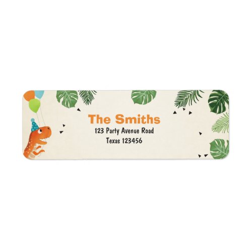 Dinosaur Return Address Labels Dino Party Boy