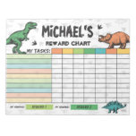 Dinosaur Reward Chart Personalized Name &amp; Tasks Notepad