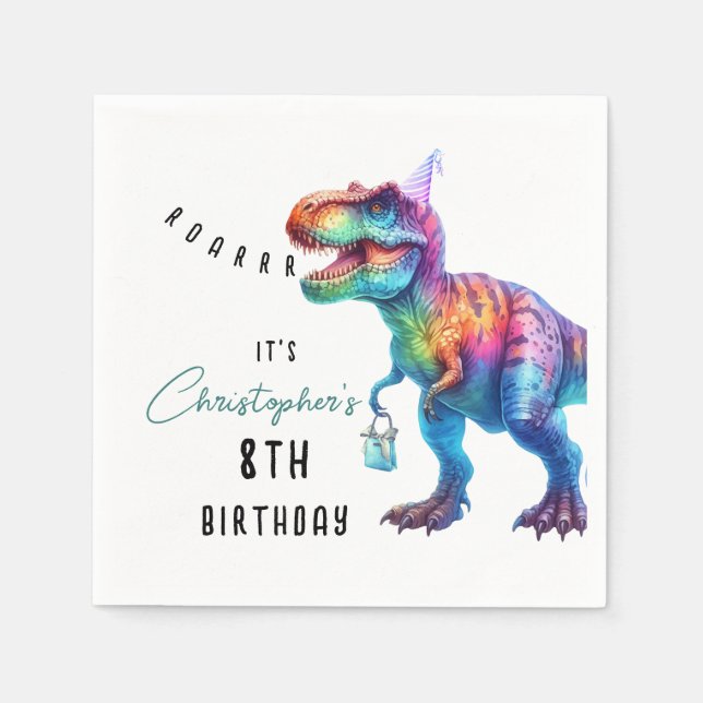 Dinosaur Rex Birthday Napkins (Front)