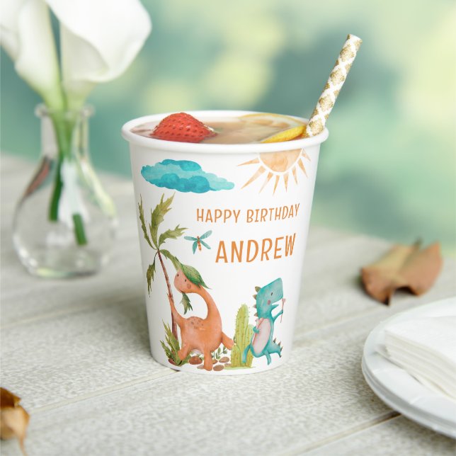 Dinosaur Rex Birthday Party Shower Paper Cups (Insitu)