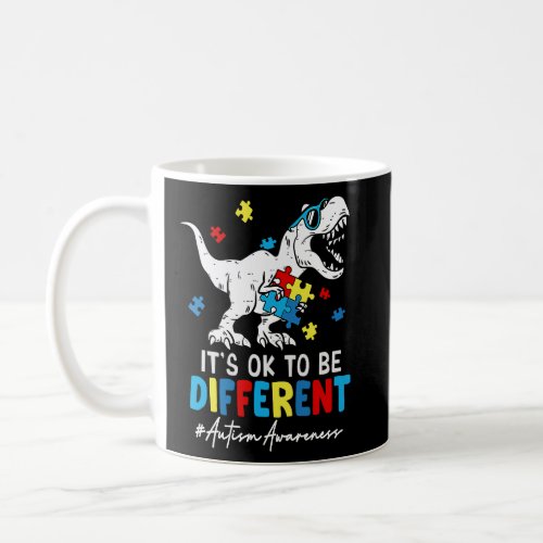 Dinosaur Rex Different Autism Awareness Month Puzz Coffee Mug
