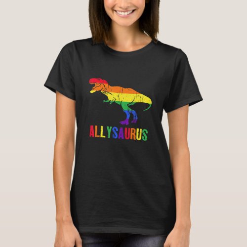 Dinosaur Rex Lgbt Gay Pride Flag Allysaurus Ally M T_Shirt