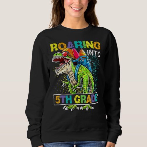 Dinosaur Rex Roaring Into 5th Grade Back To School Sweatshirt