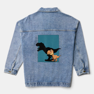 Dinosaur Rex Shadow Figure Dino For A Kids And Adu Denim Jacket