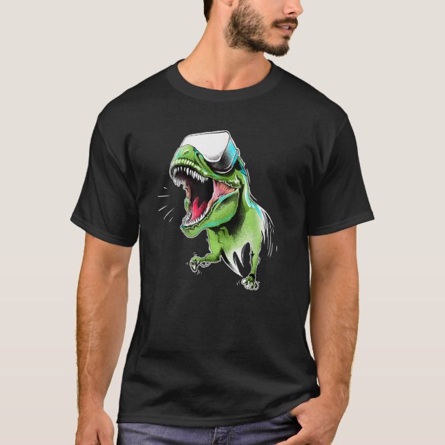 Dinosaur Rex Virtual Reality Adventure Game Gif T-Shirt (Front)
