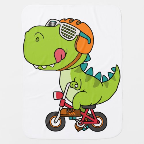 dinosaur riding a bicycle baby blanket