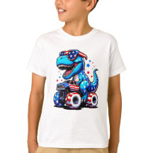 Dinosaur Riding American Flag Truck July 4th