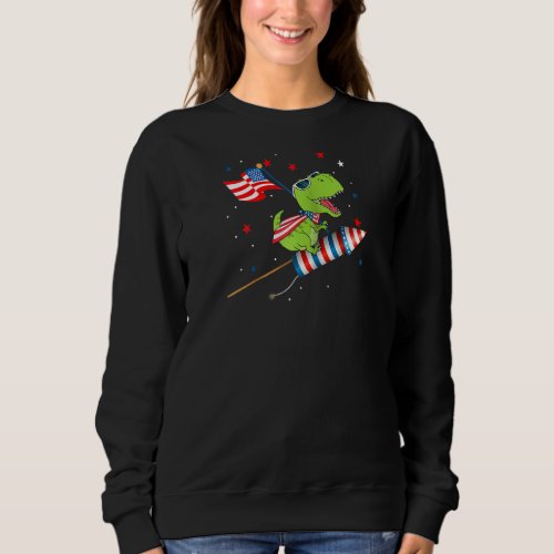 Dinosaur Riding Fireworks Funny 4th Of July Kids B Sweatshirt