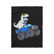 Dinosaur Riding Truck World Down Syndrome Day Boys Fleece Blanket