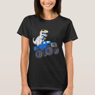 Dinosaur Riding Truck World Down Syndrome Day Boys T-Shirt