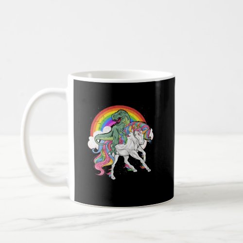 Dinosaur Riding Unicorn Funny T rex Boys Men Rainb Coffee Mug